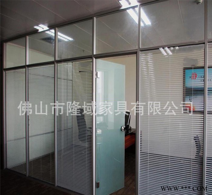 直销欧美办公室屏风 隔间双层钢化玻璃铝型材会议室隔断
