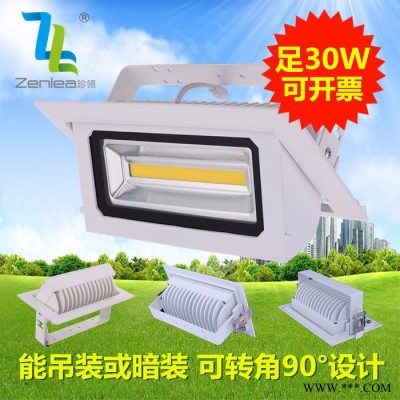 卓领照明ZL-FL1030-A2 LED 投射灯 室内投光灯新款室内可旋转led30W投光灯COB长方条泛光灯LED轨道