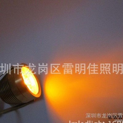 雷明led投光灯黄光绿光红光3W 220V户外防水金色射灯o