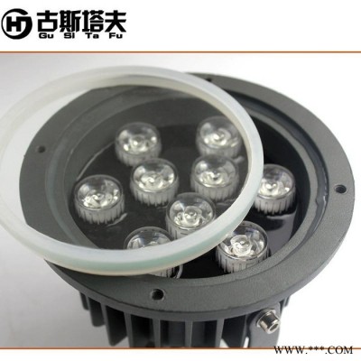 古斯塔夫HJ-TGD-0901LED投光灯LED圆形投射灯3W6W9W12W15W户外防水投光灯工程景观插地照树灯