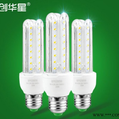 创华星LED灯泡 E27大螺口明亮LED玉米灯 U型节能灯暖白照明室内