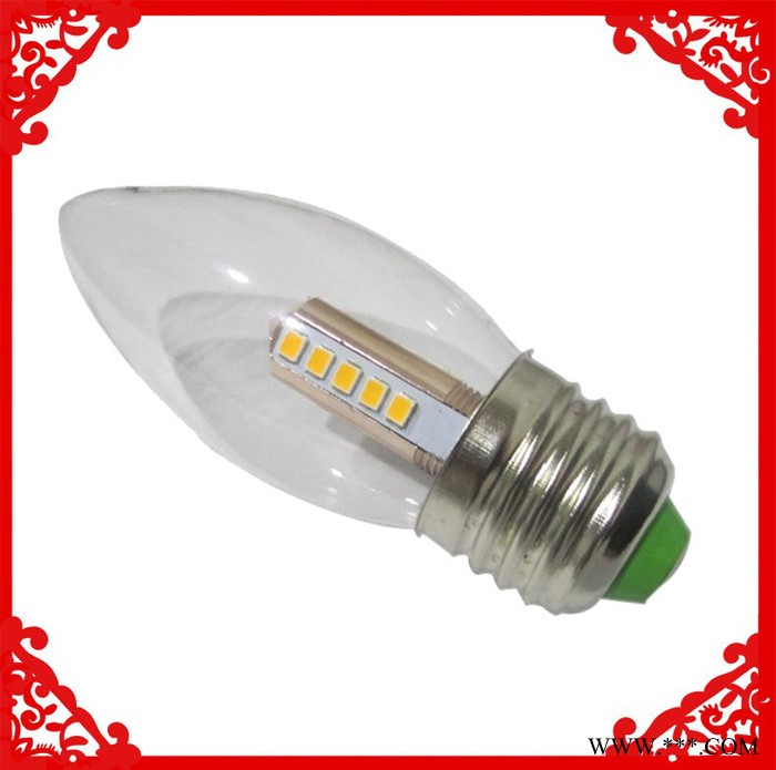 LED透明磨砂G45玻璃1/2/3W小蜡烛球泡灯E27尖泡拉尾立柱LED节能灯
