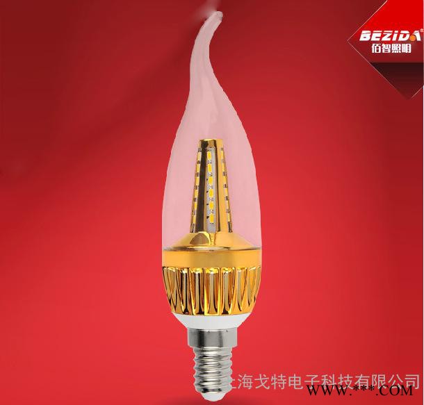 LED水晶灯光源 5W节能灯泡拉尾蜡烛灯E14尖泡led Lamp 新品 塔形全角度发光