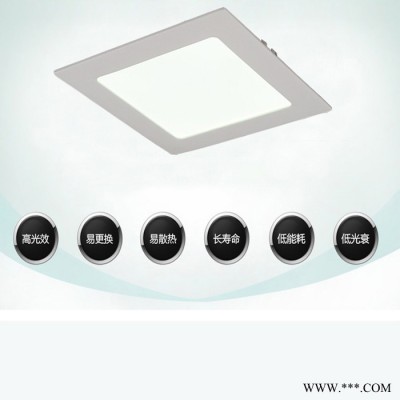 供应LED筒灯射灯全套 一体化天花厨卫灯 超薄平板方形筒灯3W