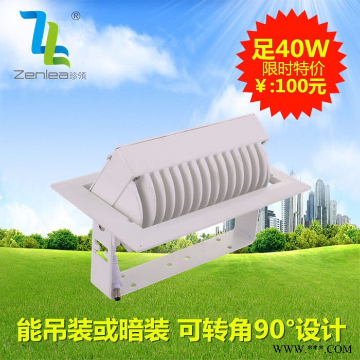 Zenlea珍领ZL-FL1040-A1 led方形象鼻灯 贴片40W方形象鼻灯LED投射灯 服装店轨道灯 珠宝店筒灯