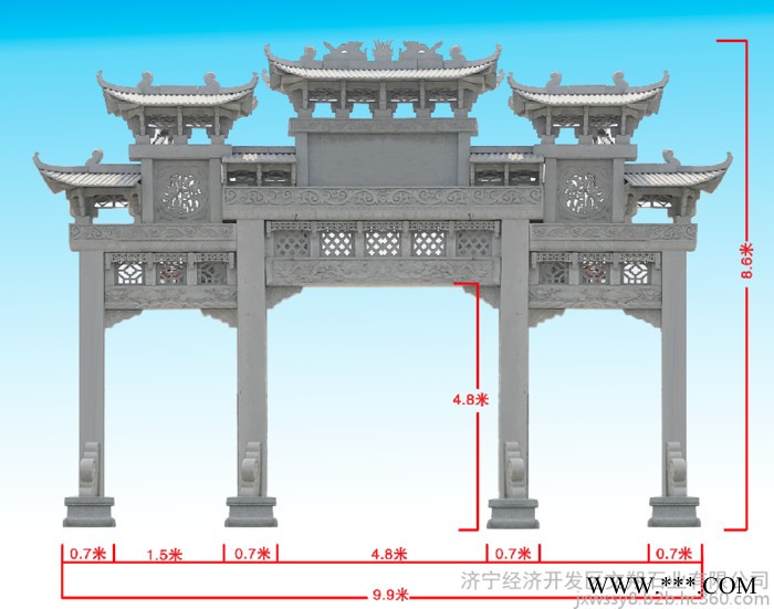 专业制作大型广场石雕牌坊 寺庙古建石牌楼  单门牌坊石门