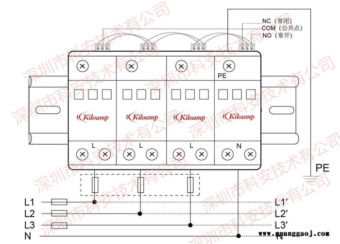 Kiloamp/科安III级交流电源防雷器/BC级电源防雷器（20-60kA） 三级单相220三相电源防雷器浪涌保护器