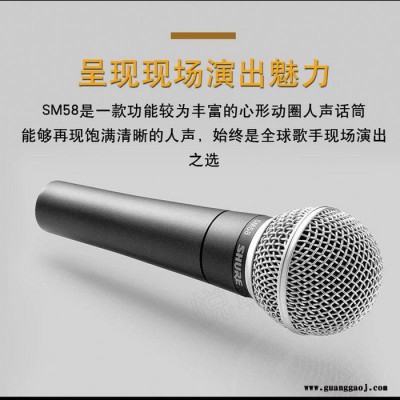 Shure舒尔 SM58 SM58S有线话筒麦克舞台演唱话筒K歌舒尔手持话筒麦克风