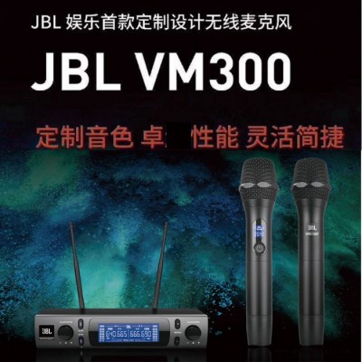 JBL VM300专业无线一拖二KTV家用娱乐无线麦克风会议演出U段话筒厂家批发 JBL无线话筒麦克厂家