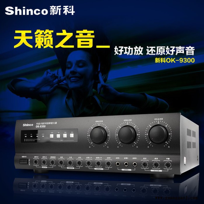 Shinco/新科 OK-9300专业舞台KTV功放会议卡拉OK卡包箱600W大功率专业功放机
