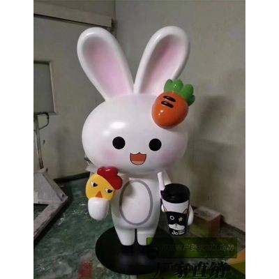 深圳形象卡通兔子雕塑纤维兔子公仔模型制作