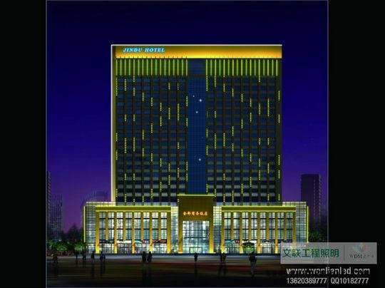 中山酒店工程楼体亮化|酒店工程照明设计|文联工程照明
