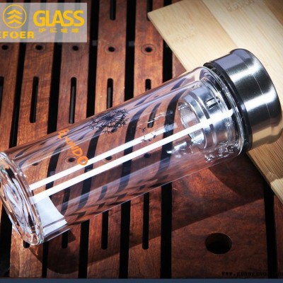 创意礼品双层玻璃杯  水晶耐热高山流水杯 便携玻璃杯
