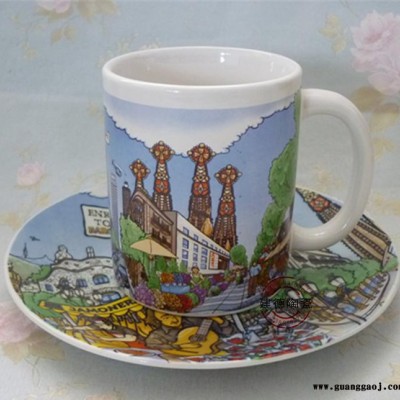 创意直身马克杯 简约城市风格卡通陶瓷咖啡杯 定制logo实用礼品