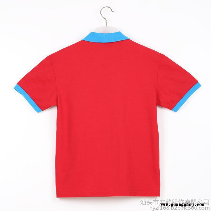 工作服制服定做 夏季工作服 短袖翻领广告衫定做 拼色POLO衫 班服t恤可印字 红色
