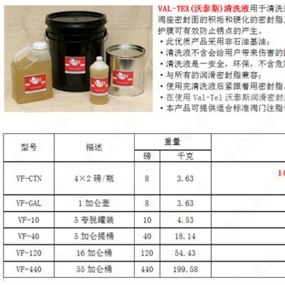 美国沃泰斯VALTEX球阀清洗液VF-CTN润滑脂2000-S-P注脂枪1400注脂泵CZH20型号齐全 原装进口