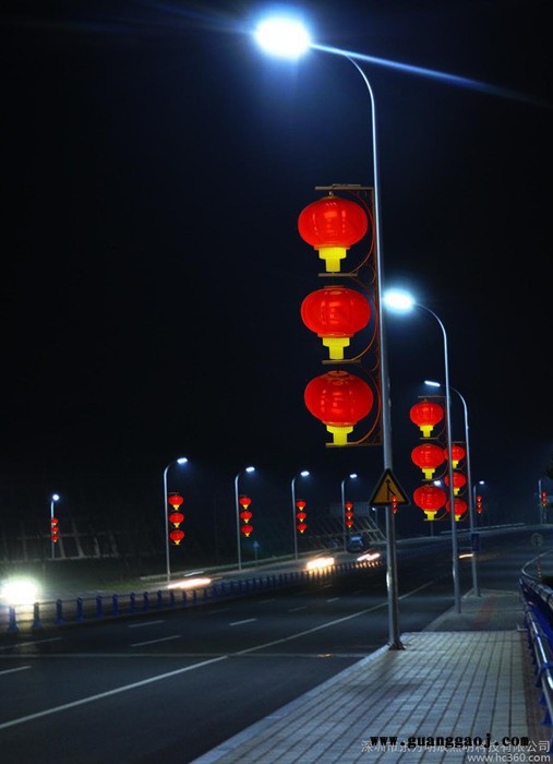 路灯杆装饰灯笼LED灯笼灯杆造型LED带支架路灯灯笼新年、国