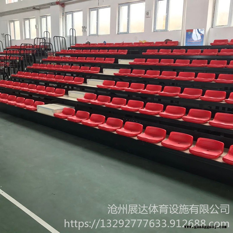 怀化沧州展达体育馆看台座椅 球场看台座椅安装规范 大型会议舞台两用伸缩看台 展达HTL-23