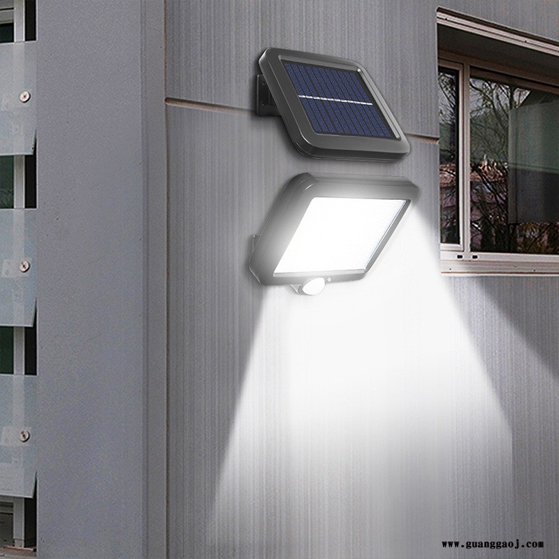 太阳能LED泛光灯农村厕所车库100COB灯珠太阳能发电免打孔壁灯