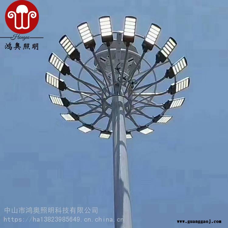 佛山足球场灯光设计400WT型投光灯支架12米高杆灯球场广场码头灯杆