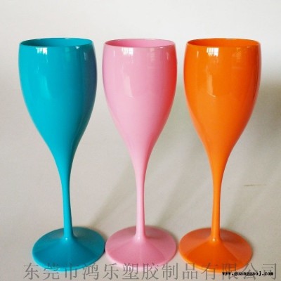 出口亚克力塑料高脚杯实色高脚塑料香槟杯  杯可印刷