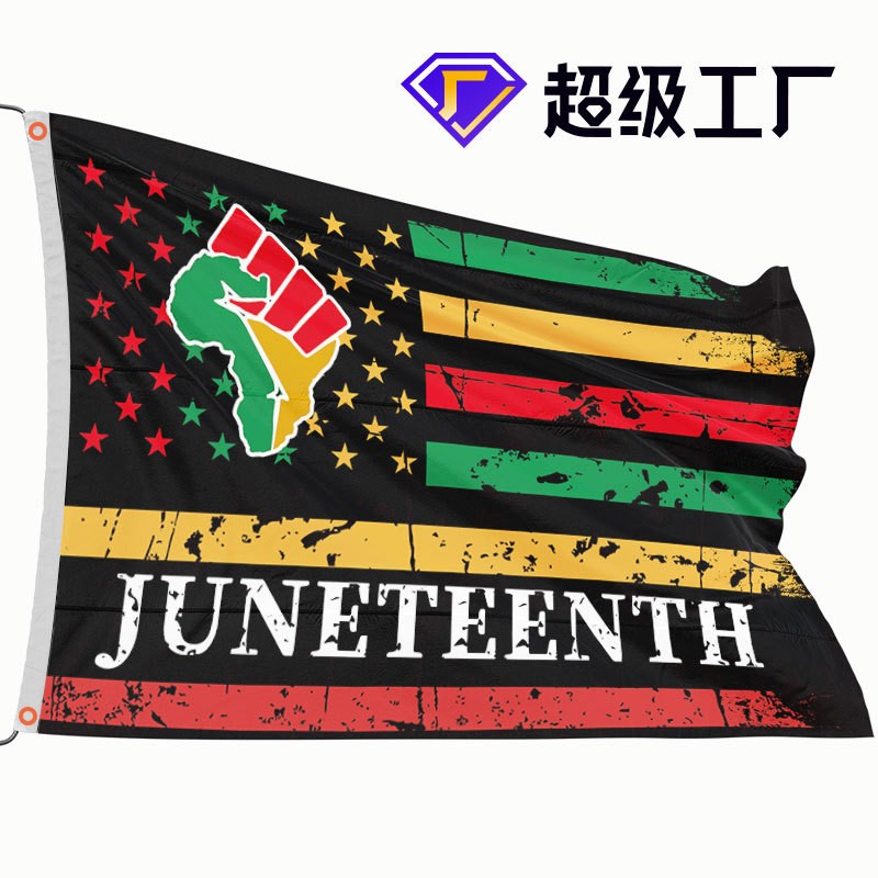 3X5FT跨境Juneteenth旗帜 美国六月节背景布户外挂旗图3