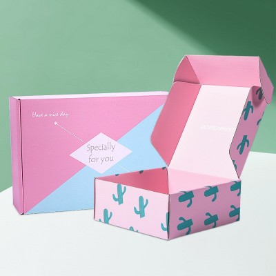 飞机盒印刷三层E坑瓦楞纸彩色纸盒服装快递打包包装盒礼盒定 制