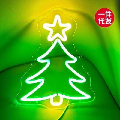 USB新款圣诞树led霓虹灯圣诞节装饰室内氛围造型灯网红挂饰霓虹灯