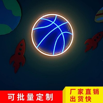 篮球霓虹灯卧室发光招牌造型体育运动用品派对气氛围灯亚马逊外贸