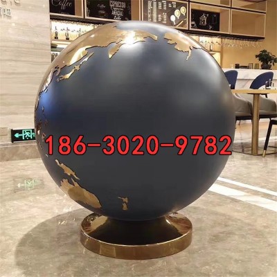 不锈钢地球仪艺术雕塑金属圆球铁艺摆件室内镂空球烤漆装饰地球仪