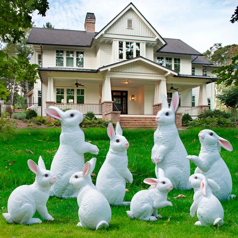 仿真卡通兔子雕塑户外花园别墅庭院幼儿园园林景观动物玻璃钢摆件