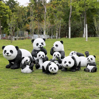 仿真熊猫摆件户外玻璃钢动物雕塑园林景观公园小区庭院房地产美陈