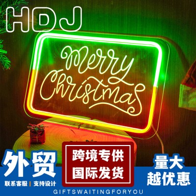 圣诞节霓虹灯Merry Christmas节日装饰灯字母造型灯户外活动跨境